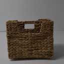 Wicker Magazine Basket, Handwoven Water Hyacinth Storage Bin & Organizer for Files, Books, Newspapers, Documents, Decorative Storage Bin with Handle for Office, Living Room, Dorm, Bathroom