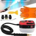 Steam Cleaner, 2500W High Pressure Steam Cleaner for Cleaning, 1.2L Portable Car Steamer with Brush Heads Gloves Scraper handheld Steam Cleaner for Home Use Kitchen Grease Car Detailing (110V, Red) (Red,Orange,Yellow)