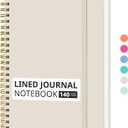 Taja Lined Spiral Journal Notebook for Women & Men, 140 Pages, College Ruled Hardcover Notebook for Work & Note Taking, Journals for Writing, A5(5.7" x 7.9") Beige