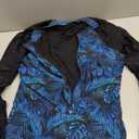 RELLECIGA Women's One Piece Swimsuits Long Sleeve Rash Guard UV Protection Surfing Swimsuit Bathing Suit (Large, Blue Leaf and Black)