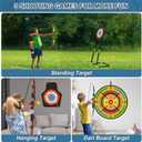 2 Pack Bow and Arrow Set with 29in Large Dart Board, LED Light Up Archery Set for Kids with 20 Suction Cup Arrows&12 Sticky Balls Standing Target Indoor Outdoor Toys Must Have for Boys Girls 3-12 yo