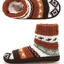 The Metluks Slipper Socks for Women Warm Knit Nordic Indoor Bootie with Non Slip Grips Size 9-11 Brown