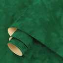 ReWallpaper Dark Green Velvet Wallpaper Peel and Stick Vintage Green Contact Paper for Cabinets Removable Soft Flocked Texture Velvet Fabric Wallpaper for Drawer Liner Small Wall DIY 17.5in X 6.5ft