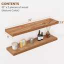 Floating Shelves for Wall, 8" Deep Elm Wood Shelves, 32in Set of 2, Natural, Flat Edge, 32inch, 2Packs