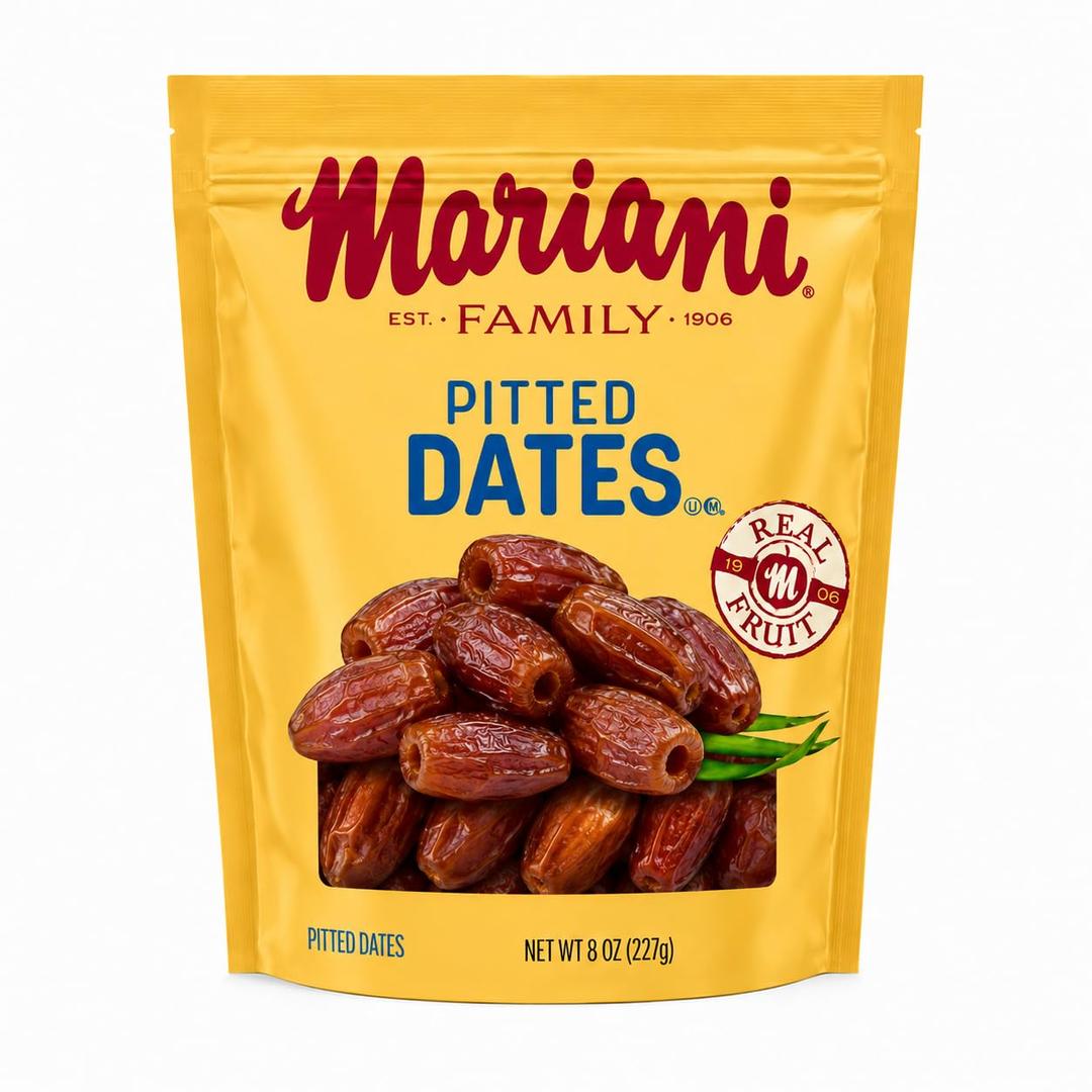 Mariani Pitted Dates, 8 Oz Bag | Naturally Sweet Dates for Snacking, Baking & Cooking | Ready-to-Eat Dried Fruit | Resealable Bag (EXP 10/01/27)