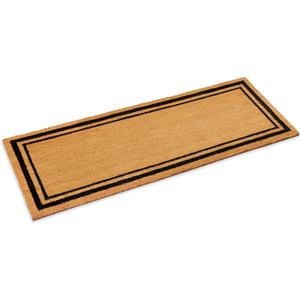 Kempf Black Border Coco Coir Doormat, 36" x 72", Non-Slip Backing, Heavy Duty Natural Fiber Front Door Welcome Entrance Mat, Low Clearance, Outdoor Indoor