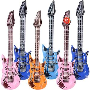 ArtCreativity Rock Guitar Inflates, Set of 12, Decorations for Music Themed Parties, 23 Inch Long Guitar Balloons, Fun Pretend Play Accessories, Inflatable Toys for Kids, Assorted Colors