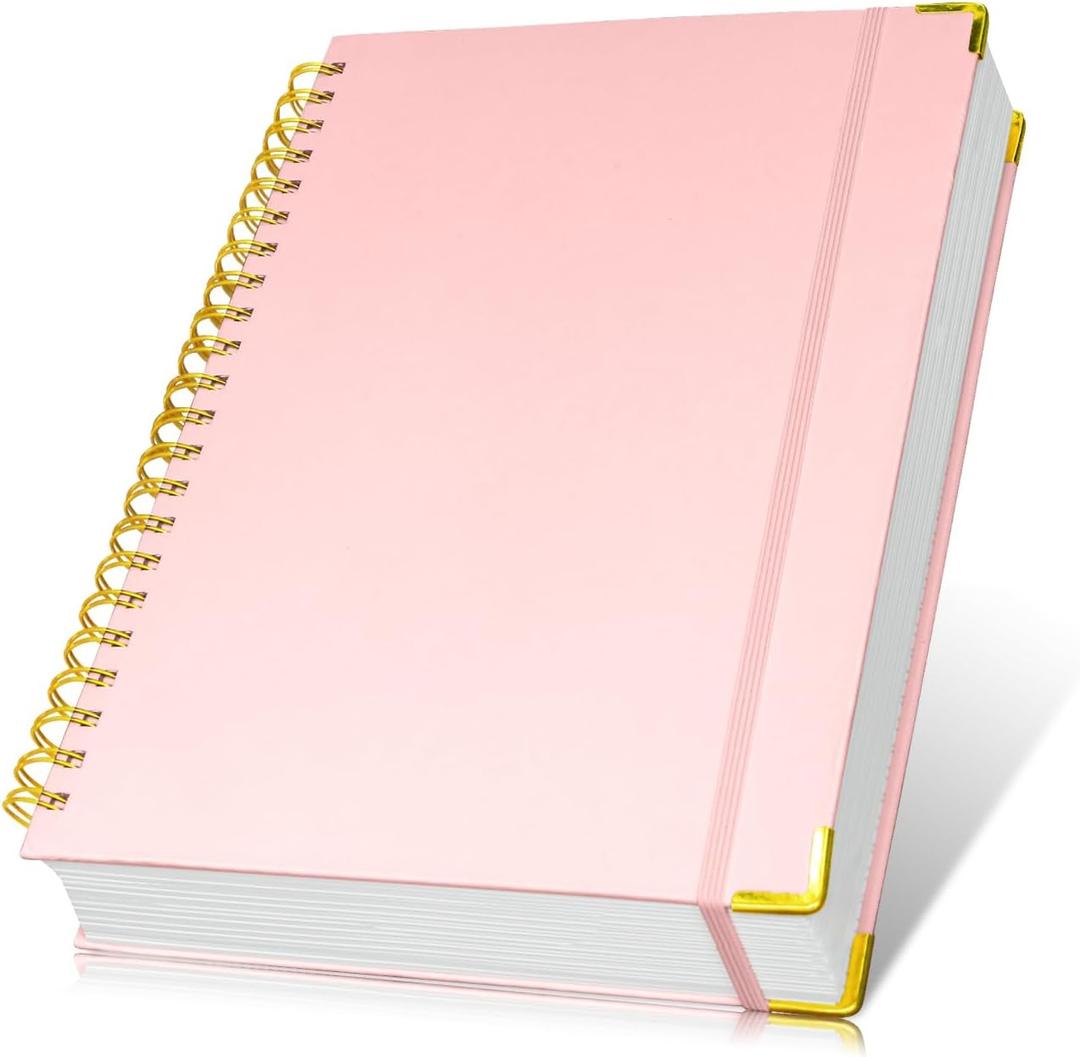 Hardcover Spiral Notebook Journal 8.5 x 11,300 Pages College Ruled Notebook, Lined Thick Journals for Women Men,A4 Thick Spiral Journal for Writing,110GSM Paper, Spiral Notebooks for Work School Pink