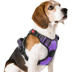 Rabbitgoo Dog Harness Medium Sized, No Pull Pet Harness with 3 Buckles, Adjustable Soft Padded Vest with Control Handle, Walking Reflective Pet Vest for Medium Dogs, Purple, M