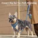 Didog No Pull Dog Harness Small Sized Dog,Classic PU Leather Vest for Small Dogs with Easy Control Handle,No Choke Front Clip,Reflective & Adjustable for Walking,Blue,Chest 19-24"