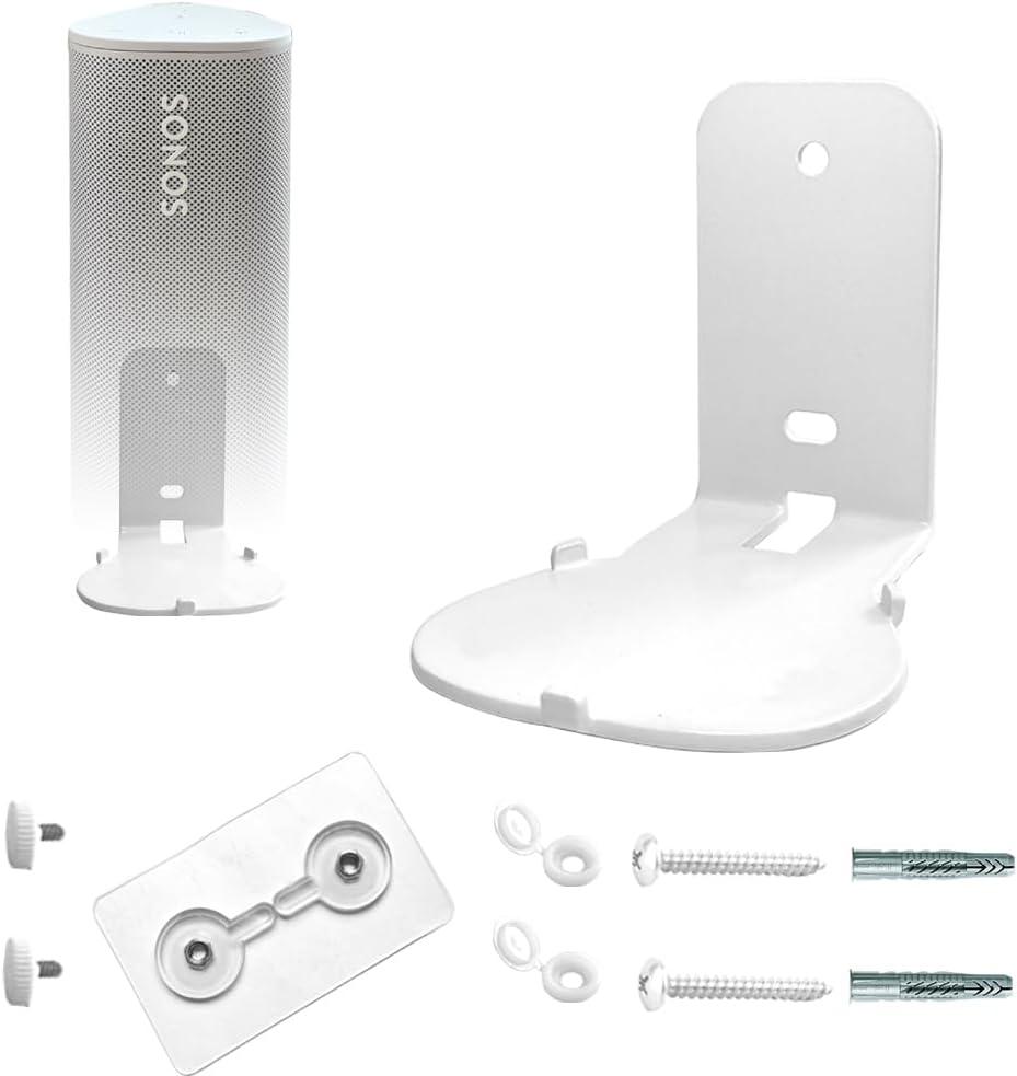 Wall Mount Bracket for Sonos Roam 2/Sonos Roam/Sonos Roam SL(Drill Free,Sturdy Metal,Enduring Paint Finish,Easy Install on The Wall,Compatible with Sonos Roam/Roam 2 and Sonos Roam SL,White)