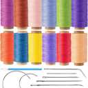 12 Multicolor Round Waxed Thread, 0.45mm Thin and Stiff Wax Strings, 110 Yards/Spool, Polyester Waxed Cord for Fine Leather Sewing, Binding, Crafting, Bracelets and Micro-Macrame Jewelry Making