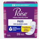 Poise Incontinence & Postpartum Pads for Bladder Leaks, 7 Drop Ultra Absorbency, Long Length, 78 Count, Packaging May Vary