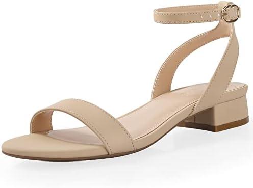 Ankis Black Nude White Red Women Sandals Comfortable Walking Strappy Open Toe Sandals for Women Dressy Summer 1 Inch Low block Heel Flat Adjustable Ankle Strap Wide Shoes 2025, Size 12M
