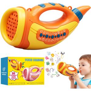 Aooess Voice Changer Toy for Kids 5-7: Animal Sounds Horn 30 Fun Sound Effects & Lights Voice Changer Device Kids Hunting Toys Nature Exploration Outdoor Toys for Boys Girls Ages 3-8 Olds, Orange