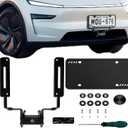 Upgraded No Drill Front License Plate Holder for 20252026 Tesla Model Y Juniper | Aluminum Anti-Theft Mount Kit with Silicone Frame & Galaxy Decal  Paint-Safe, Rustproof, Easy Install