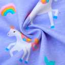 Toddler Girls Cotton Embroidery Applique Short Sleeve Dresses 2-7Y (#Lavender Unicorn)