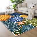 ZonLi Outdoor Rug 8x10Ft Waterproof Multicolored Yellow Green Indoor Area Rug