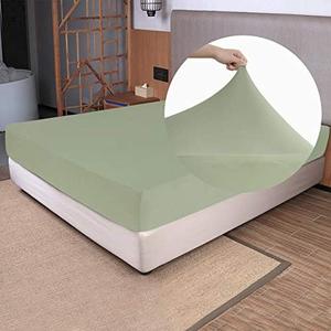 Soft Stretch King Size Fitted Sheet Only - Jersey Knit & Cozy T-Shirt Like, 4-Way Stretchy Snug Fit & Wrinkle Free, No More Slipping Mattress Sheets - Sage Green, King