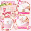 NICEVINYL Self-Adhesive Chenille Letters Patches: 104PCS Pink-Colored Letter Patches Stickers - Varsity Alphabet Initial Patch for Clothing Backpacks Make-up Bags DIY Gifts Decor