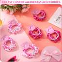 Hoteam 24 Sets Christmas Polymer Clay Beaded Stretch Bracelets Xmas Soft Red Green Hair Scrunchies Friendship Bead Bracelets Velvet Scrunchies for Party Supplies Decorations(Breast Cancer Awareness)