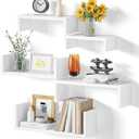 SRIWATANA Floating Shelves for Wall, Wall Shelves for Bathroom, Bedroom, Living Room, Kitchen, Office, Wood Shelves for Home Decor Set of 5 (Washed White)