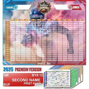 Fantasy Football Draft Board 2025-2026 Kit - Large Set with 576 Player Labels - Premium Color Edition[14 Teams 20 Rounds] 2 Pack