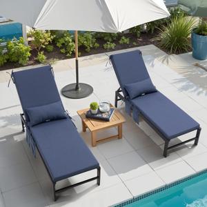 Pellebant Outdoor Lounge Chair Cushions with Pillow & Pockets, 72" x 21"
