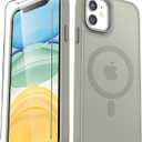 YENAPOON for iPhone 11 Case, Matte Magnetic Phone Case with 1 Screen Protector, Compatible with Magsafe, Translucent Frosted Slim Shockproof Protective Cover for iPhone 11 6.1 inch, Titanium Gray