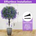 Yangrass 4Pack Fake Lavender Topiary Ball with Boxwood Leave & Ground Spike