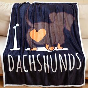Dachshund Blanket, I Love Dachshunds Soft Flannel Throw Cozy Wiener Dog Blankets Animal Stuffed Gifts for Women Dog Lovers (Dachshund 4, 47"x 60") (Black)