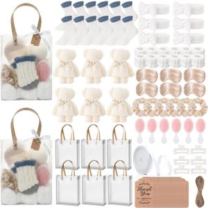 6 Set Spa Birthday Gifts for Women Guests, Bridesmaid Party Favors Bulk with Towels Socks Hair Tie & Clip Eye Masks for Mother's Day Bridal Shower Bachelorette Wedding Supplies(White)