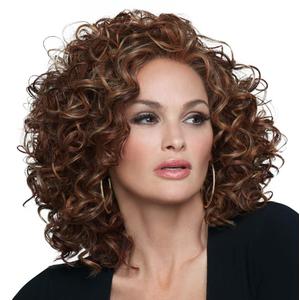 Raquel Welch Click Click Flash Full Curly Chin Length Wig by Hairuwear, Average Size Cap, RL6/30 Copper Mahogany
