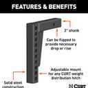 Curt Manufacturing 17123 Adj Hitch Bar 9 in X 7 in with 10 1/2 in Rise