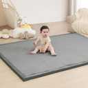 Baby Play Mat for Floor, 1.3" Thick Memory foam Tummy Time Mat,Water Repellent Soft Velvet Nursery Rug, Extra Large Non Slip for Crawling,Toddlers, Infants, Kids, Tatami Style for Living Room(Dark Grey)