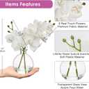 Oairse White Orchids Artificial Flowers Faux Orchid Arrangement with Clear Glass Vase Set of 2 Real Touch Phalaenopsis Orchid Flowers Orchid Centerpiece for Dining Room Table