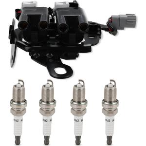 JDMON 1PC Ignition Coil and 4PC Spark Slugs Compatible with Hyundai Elantra 2007-2012, Kia Soul 2010-2011 Replacement for UF-593, 2730123900, 2.0L