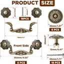 12 Pcs 3" Bail Handle Drop Pulls and 1.38" Vintage Flower Shape Cabinet Drawer Knobs Antique Bronze Cabinet Pull Handles with Screws for Drawer Dresser Closet Wardrobe (Floral Style)