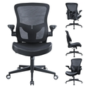 Office Chair, 400lbs Heavy Duty Ergonomic Desk Office Chair with Flip-Up Arms, Home Office Desk Chairs with Adjustable Seat Height & Lumbar Support for Heavy People, Computer Task Chair