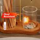 2 in 1 Incense Holder for Sticks, Hang Upside Dowd Incense Burner with Glass Ash Catcher, Anti-Ash Flying and Incense Sticks Storage, for Meditation Yoga Spa Home Decor Office (Wood, Dark Brown)