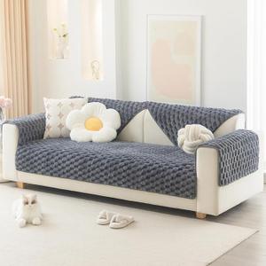 Waterproof Couch Cover for Dogs Washable,Non Slip Fuzzy Durable Couch Covers for 3 Cushion Sofa Pet Friendly Sofa Cover Dog Thick Soft Slipcovers Protector Couches Mat Bed (Grey, 27.6" x 70.9")