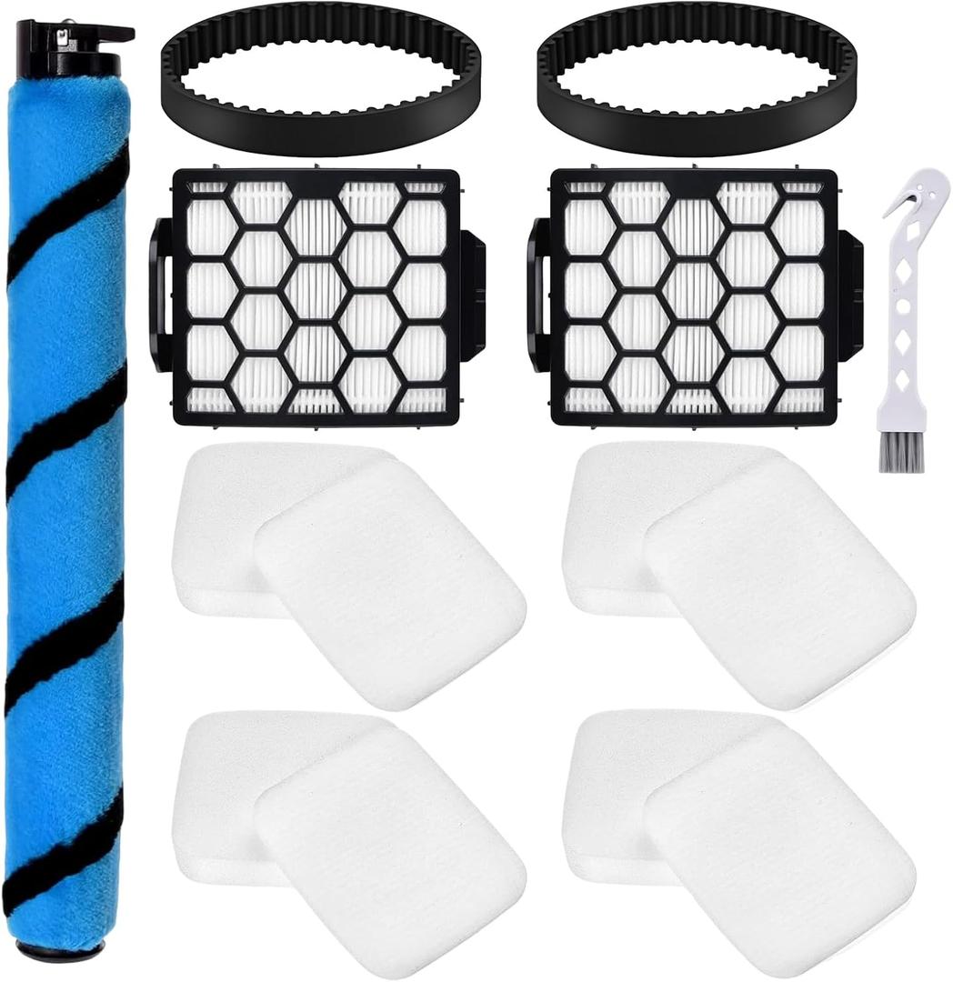 Anewise Filter Brush Belt Replacement Parts for Shark UV850 Performance LiftAway ADV DuoClean PowerFins Upright Vacuum, 1 Brush Roll+2 HEPA +4 Filters+2 Belts, Part #1483FC2000 & XHF320 & XFFK602UKT