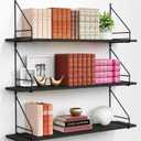 Black Floating Shelves 36 Inch Long, 8 In Deep Wall Bookshelf for Bedroom, 36" x 8" x 12.2" Tall Bookends