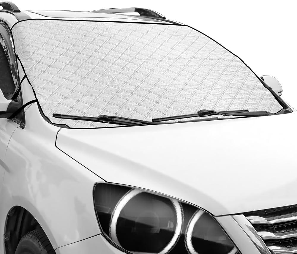 Car Windshield Snow Ice Cover - 57"38.5", 4-Layer Protection Car Snow Cover Wiper Protector, Car Front Window Winter Frost Cover for Car Wind Fits Most Automotive Cars SUVs Trucks Vans