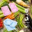 stuuikf 2-Pack Silicone Snack Containers with Cutlery Strap & Double Compartment, Collapsible Box with Secure-Snap Lids for Travel, Office, Picnic (Blue & Pink)