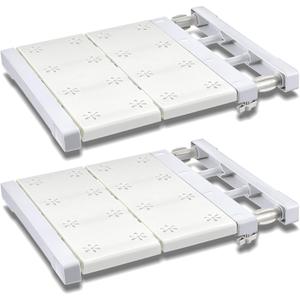 Gerrii 2 Pcs Closet Tension Shelf Rod Expandable Shelf Locker Organizer Adjustable Metal Storage Rack Scalable Layered Divider Separator for Cabinet Wardrobe Kitchen Bathroom (13.98''-24'')