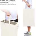 Odonata Slim Laundry Hamper Handles Collapsible Laundry Basket Thin Dirty Clothes Basket Narrow Laundry Bag Foldable Dirty Hamper 45L (Beige)