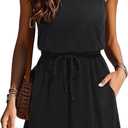 Swimsuit Coverup for Women - Terry Cloth Beach Cover Up Dress - Drawstring Sleeveless Casual Sundress Pockets (X-Large, Black)