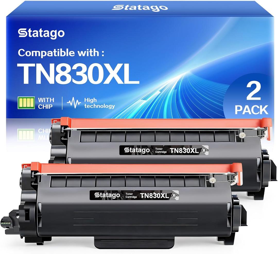 TN830XL TN830 HL-L2460DW Toner for HL-L2460DW DCP-L2640DW Replacement for Brother TN-830XL Toner HL-L2405W MFC-L2820DW HL-L2420DW Printer Toner Cartridge (2 Black,with Chip)