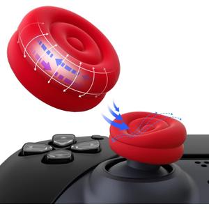 PlayVital Thumbs Cushion Caps Thumb Grips for ps5, for ps4, Thumbstick Grip Cover for Xbox Series X/S, Thumb Grip Caps for Xbox One, Elite Series 2, for Switch Pro Controller - Passion Red